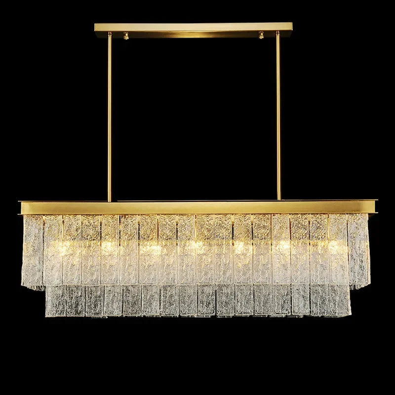 Luxury Gold Metal Glass LED Pendant Light Fixture for Elegant Living Room Lighting