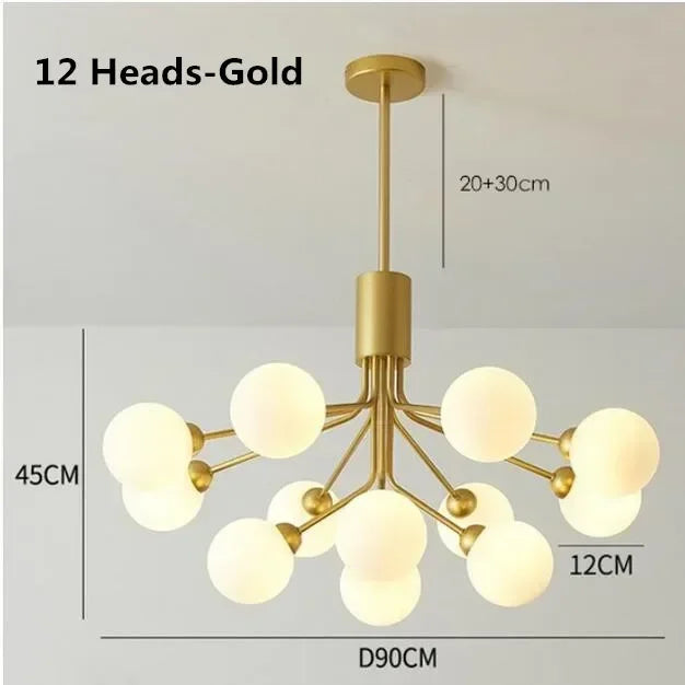 Nordic Magic Glass Ball Chandelier: Luxury Pendant Light for Living Room, Bedroom, Kitchen