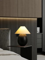 Retro Wood Carving Table Lamp Black Elegant Desk Light Home Office Decor