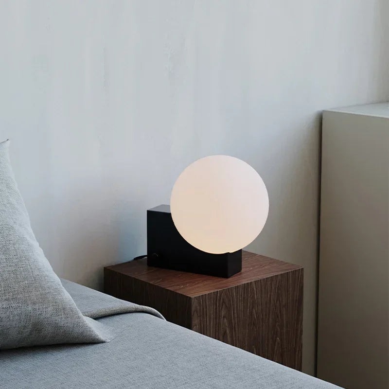 Metal Table Lamp with Glass Ball - LED Desk Light