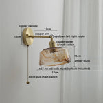 Ceramic Copper LED Wall Light with Pull Chain Switch for Modern Nordic Home Decor