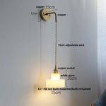Nordic LED Wall Lamp Pull Chain Copper Glass Stair Light Sconce