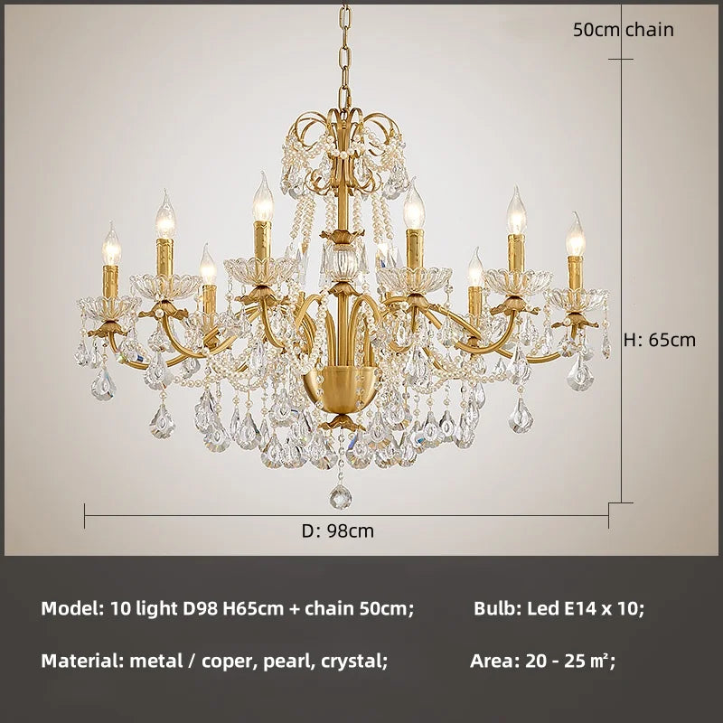 Crystal Pendant Chandelier Foyer Light Luxury Candle Design Led Lamparas