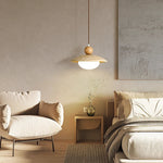 LED Pendant Lamp White Glass Wire Adjustable Travertine Hanging Lights