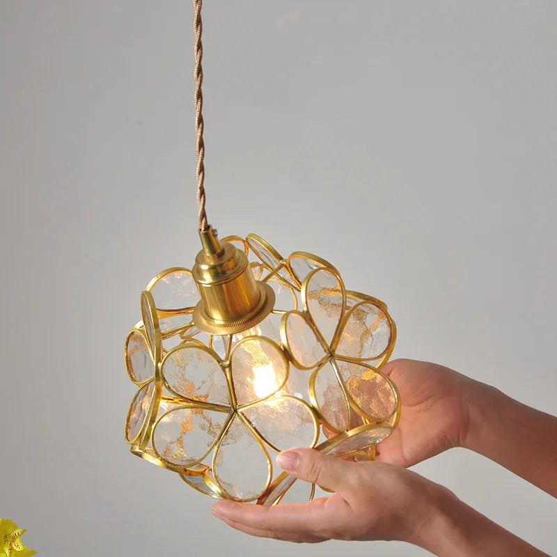 Glass Flower LED Pendant Light Fixture for Modern Luxury Home Decor