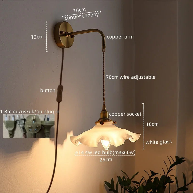 LED Copper Wall Light: Modern Nordic Interior Lamp for Bedroom, Bathroom, and Balcony