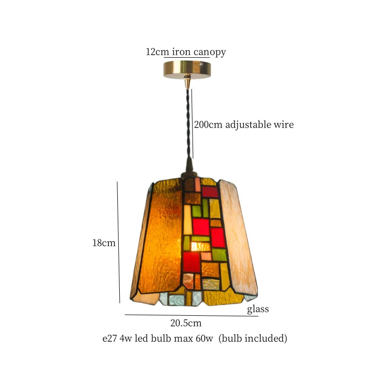 Afralia™ Tiffany Brass Glass LED Pendant Lights for Home and Cafe Decor