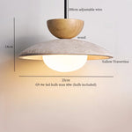 Afralia™ LED Hanging Pendant Light Mid-Century Modern Yellow Travertine Wood Living Room