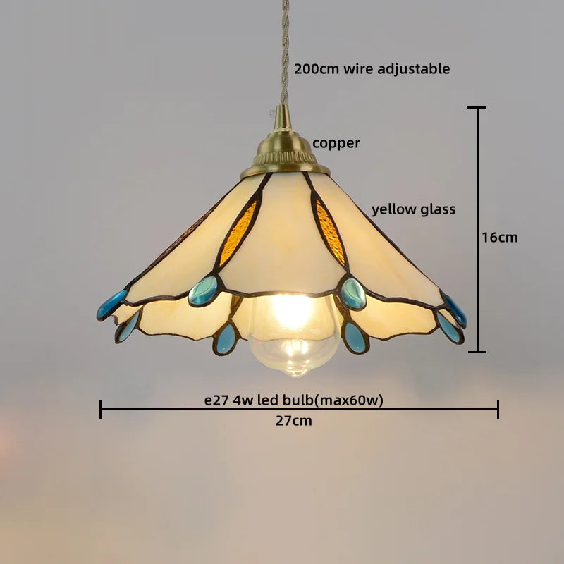 Pink Glass LED Pendant Lights Copper Modern Hanging Lamp Home Decor