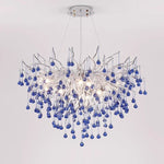 Blue Crystal LED Chandelier: Luxury Classic Pendant Light for Living Room.