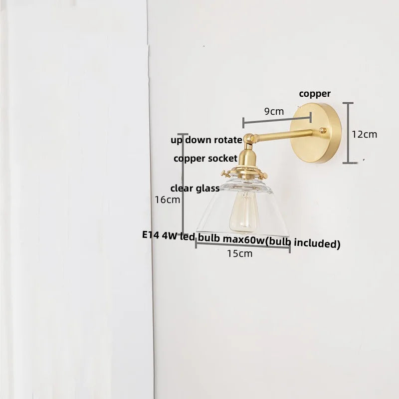 Clear Glass LED Wall Lights with Pull Chain Switch.