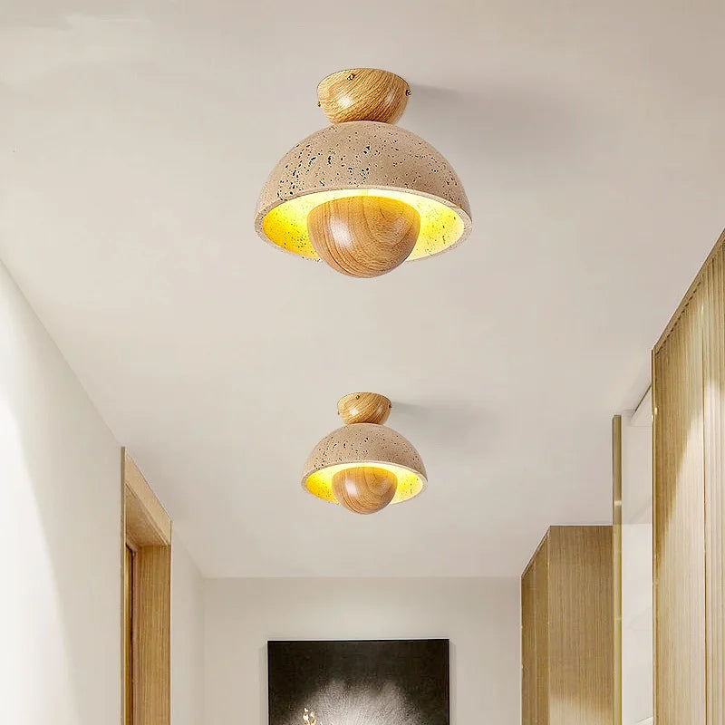Yellow Cave Stone LED Ceiling Light: Vintage Loft Kitchen Living Room Lamp