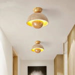 Yellow Cave Stone LED Ceiling Light: Vintage Loft Kitchen Living Room Lamp
