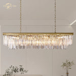 LED Rectangular Crystal Chandelier for Dining Living Kitchen Island
