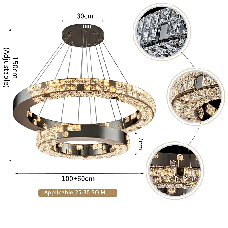 Bacci 2-Tier Crystal Chandelier Light