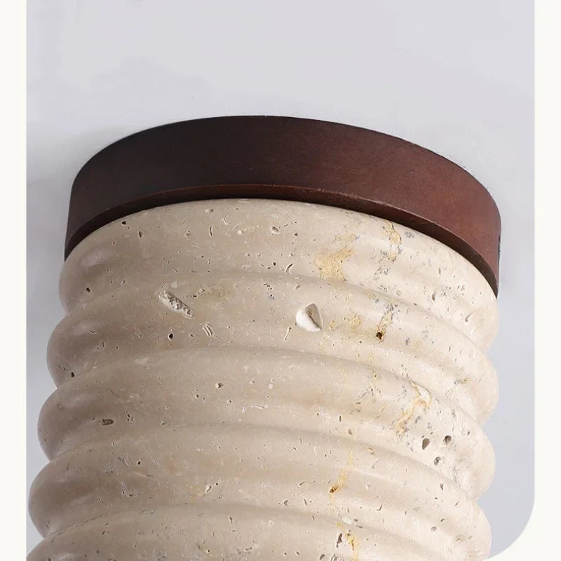 LED Wood Yellow Travertine Ceiling Light - Modern Style for Home Decor