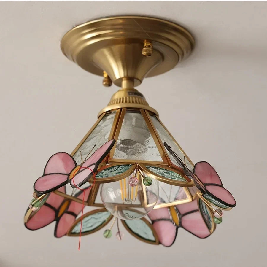 Modern Butterfly Glass Ceiling Light Fixture