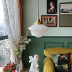Afralia™ Cream Glass LED Pendant Brass Hanging Lamp for Kitchen Restaurant Living Room