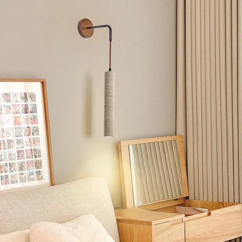 Yellow Travertine LED Wall Lamp Sconce Adjustable Stair Light Fixtures