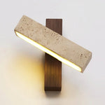 Afralia™ Nordic LED Wall Lamp Wood Yellow Travertine Mirror Light