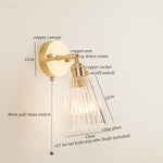 Afralia™ Striped Glass LED Wall Sconce Copper Arm Vintage Lampara Pared