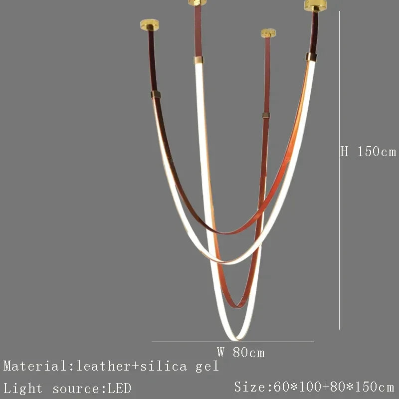 Designer Leather Chandelier Belt Pendant Light for Modern Spaces