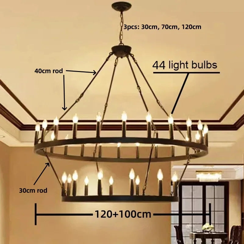 Afralia™ Black Metal LED Pendant Chandelier for Living Room and Stairs