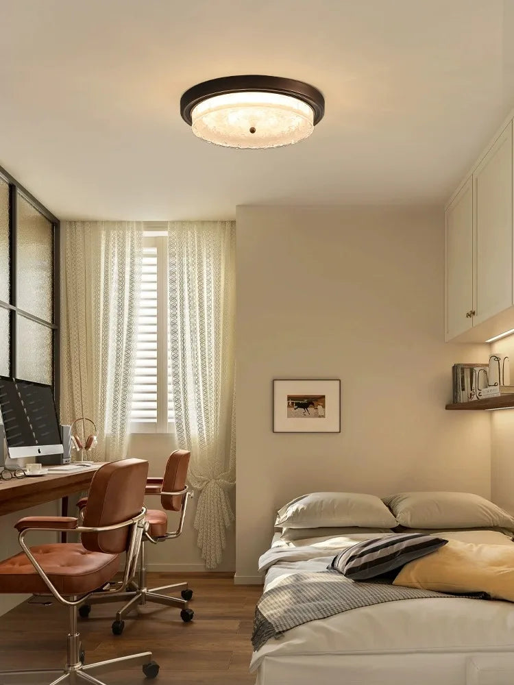 Retro Bronze Glass Ceiling Lamp for Bedroom Living Room Decor