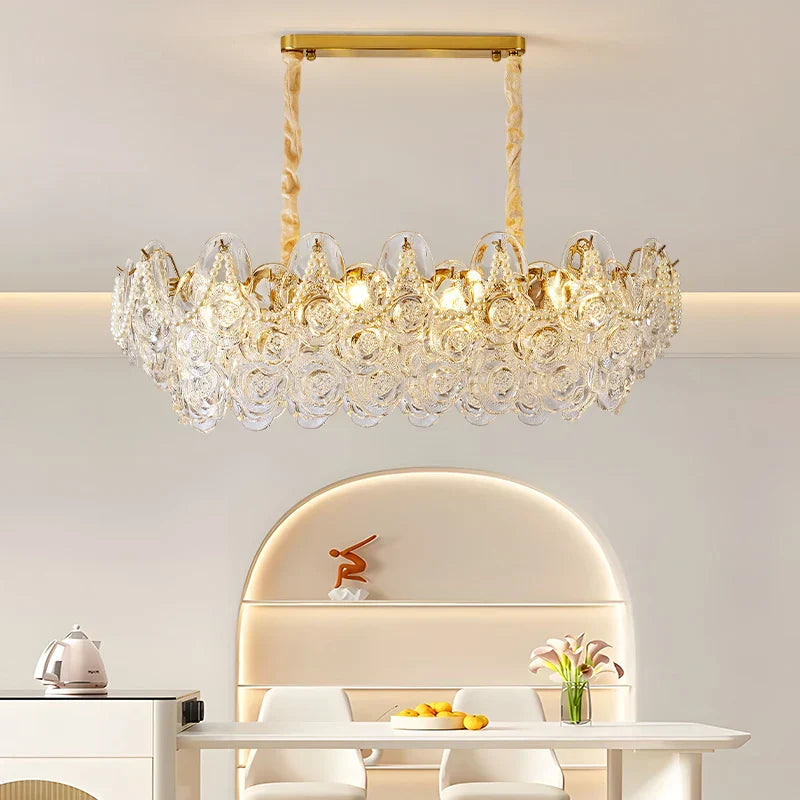 French Chandelier Pearl Glass Rose 2024 Master Bedroom Lighting