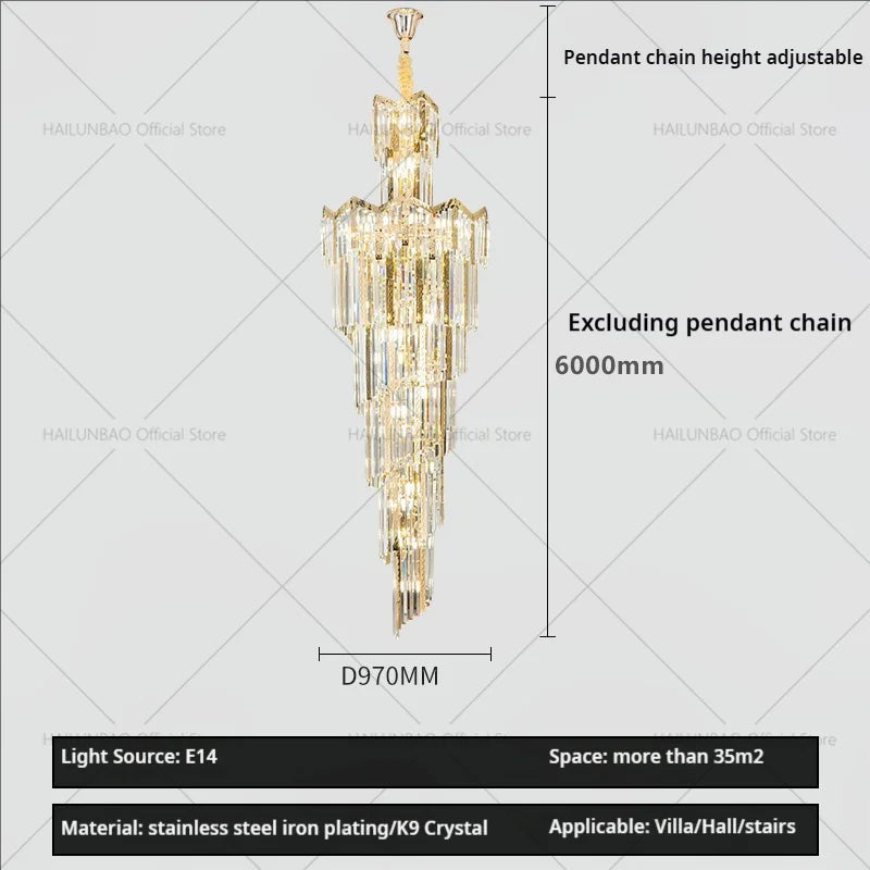 Crystal Chandelier: European Villa Hotel Luxury Hollow Building Middle Floor Lighting