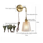 Brass Glass LED Wall Sconce Light for Living Room, Bedroom, Bathroom