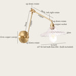 Afralia™ Cream Resin LED Wall Lights with Pull Chain Switch - Vintage Copper Bedside Lamp