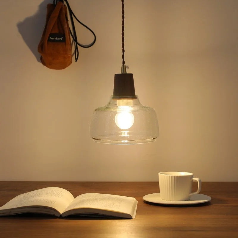 LED Pendant Lamps for Modern Home Decor - Walnut Glass Hanging Light Fixtures