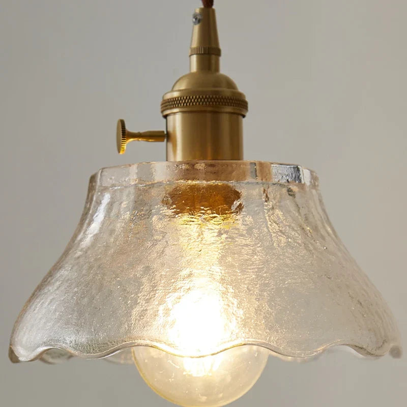 Copper Glass LED Pendant Lamp for Dining Living Room Bedroom Bar Nordic Style Hnaging Light