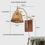 Afralia™ LED Glass & Wood Wall Lamp with Pull Chain Switch for Living Room Bedroom Mirror