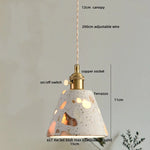 Afralia™ White Terrazzo Stone Copper LED Pendant Light Fixture - Wabi Sabi Design