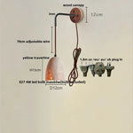 Afralia™ Yellow Travertine LED Wall Sconce Pull Chain Switch, Nordic Modern Wood Mirror Light