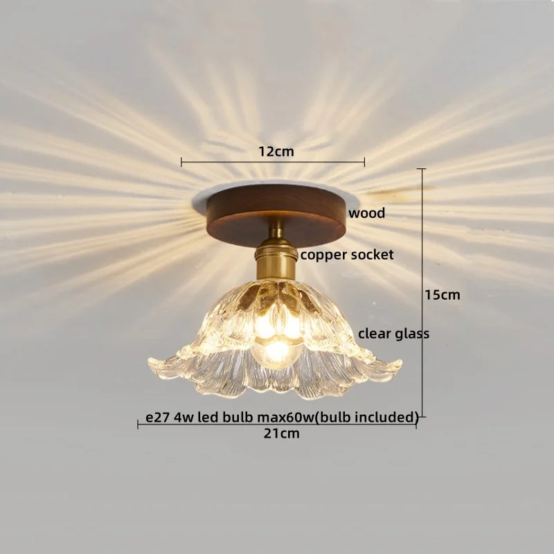Brass Glass Ceiling Lamp Modern LED Light Fixture - Elegant Home Decor