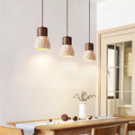 LED Hanging Lamps Yellow Travertine Pendant Lighting for Bedroom Living Dining Room