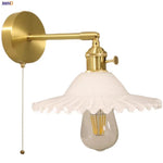 Nordic LED Wall Sconce Pull Chain Switch Stair Light Glass Lamparas