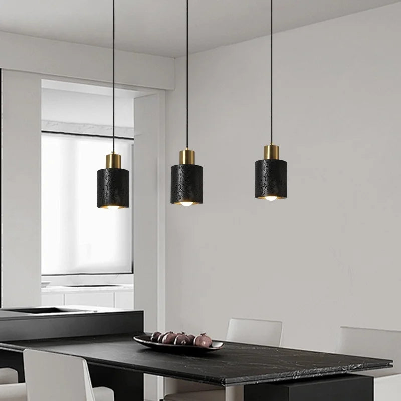 Black Travertine LED Pendant Lamps: Nordic Modern Home Decoration Interior Hanging Light