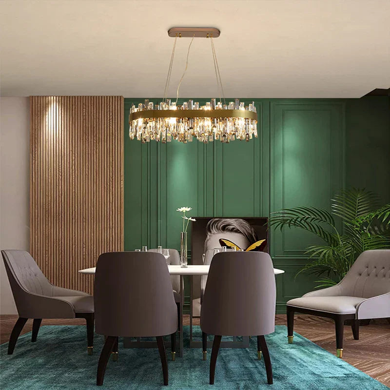 Crystal Ceiling Chandelier LED Hanging Lamps for Living Room Luxe Décor