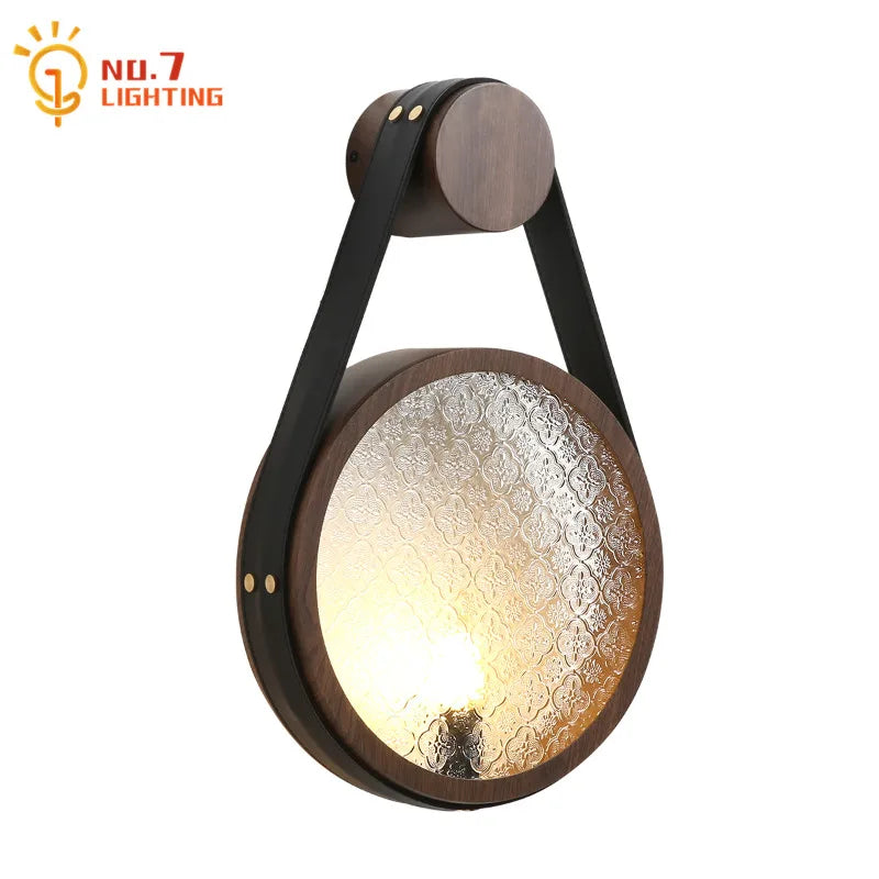 Medieval Walnut/black LED Wall Lamp for Bedroom and Living Room