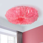 Feather Ceiling Lamp: Stylish Round DownLights with E27 Bulb for Home Decor