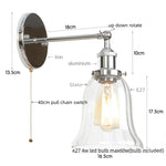 Industrial Clear Glass Wall Sconce Light for Stair, Foyer, Bedroom.