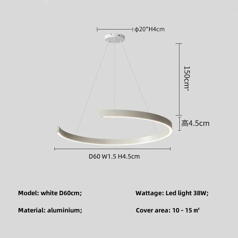 Black LED Chandelier Pendant Light for Foyer Stairs Bar, Minimalist Indoor Hanging Lamp