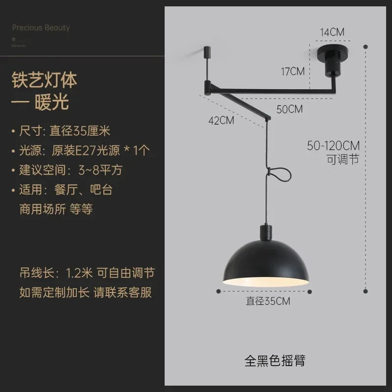 Retractable Pendant Lights LED E27 Modern Hanging Lamp for Restaurant, Living Room, Cafe