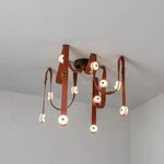 Soft Leather Marble Chandelier: Luxury Dimmable Lighting Fixture for Living Room or Cafe.