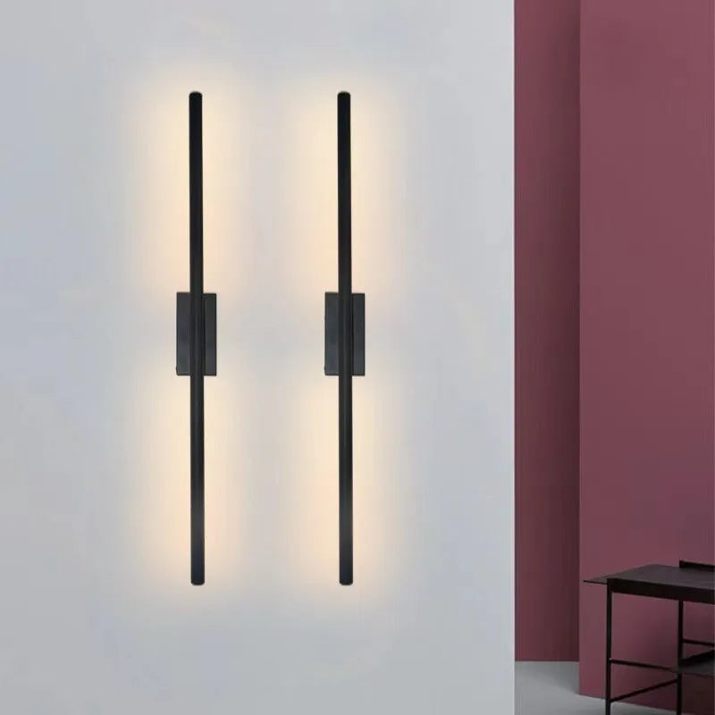 Linear Tube LED Wall Lamp Up Down Light Black Gold Sconce