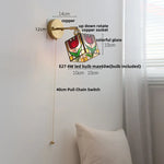 Tiffany Glass LED Wall Lamp with Pull Chain Switch